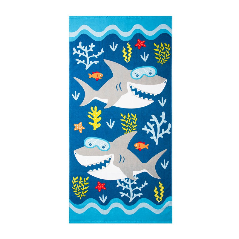 Serviette de plage 28 po x 58 po requins en plongée