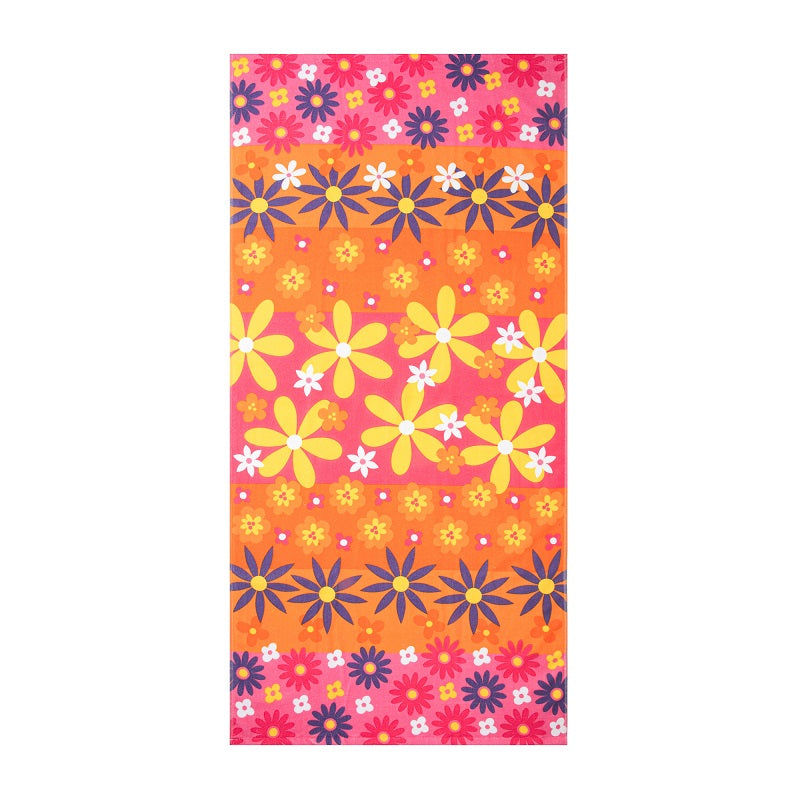 Serviette de plage 28 po x 58 po champs de fleurs