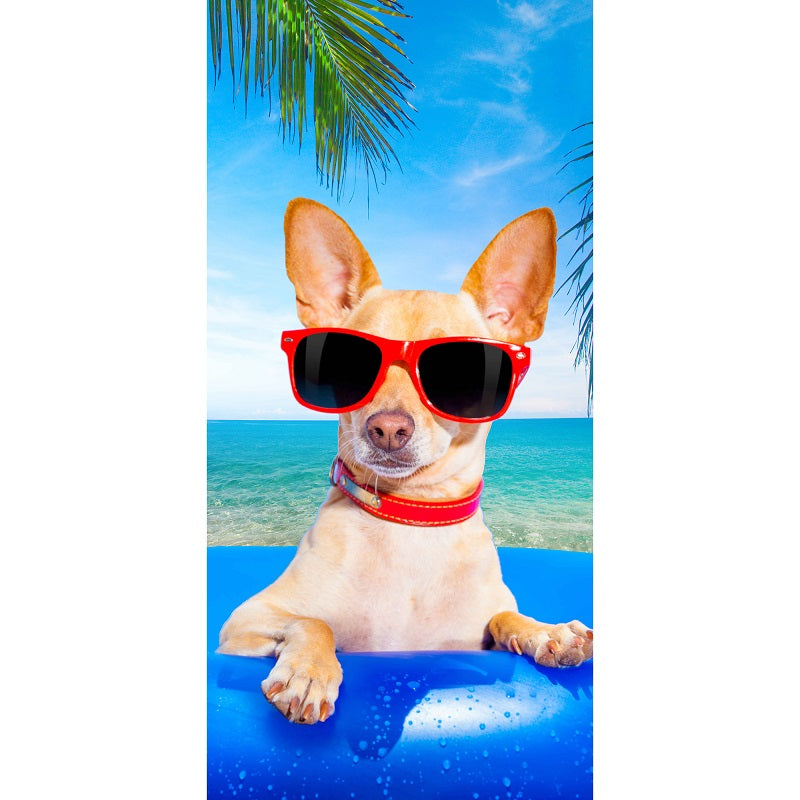 Serviette de plage en velours 28 po x 58 po chihuahua flottant