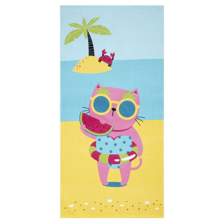 Serviette de plage 28 po x 58 po chat en vacances