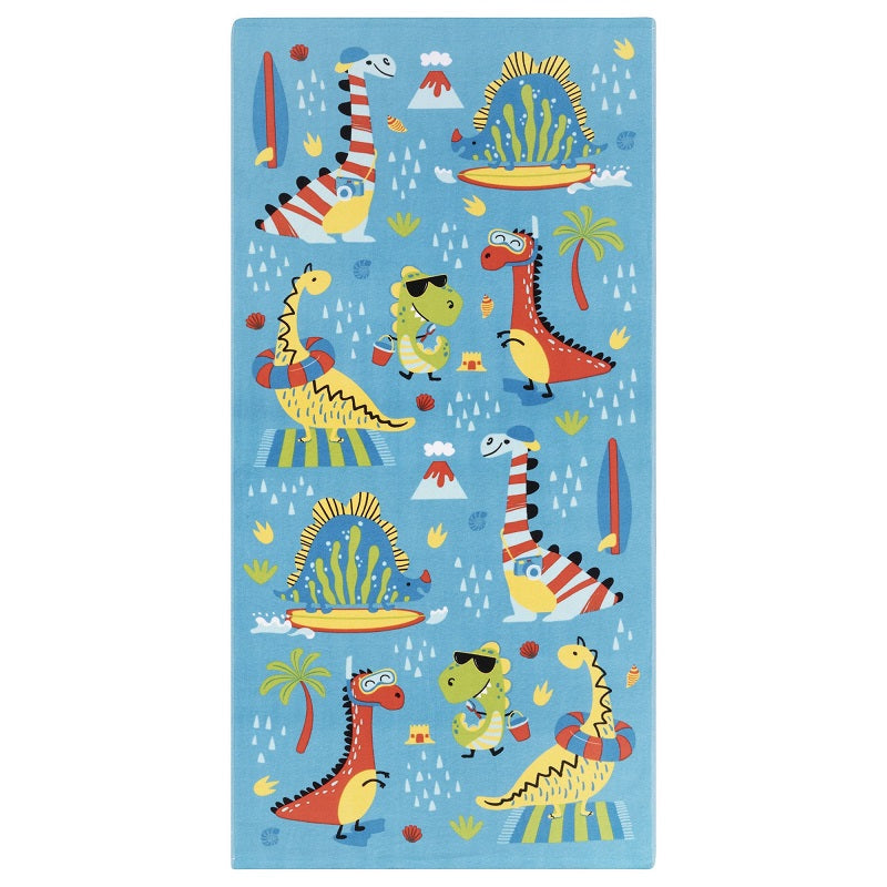 Serviette de plage 28 po x 58 po dinosaures amusants