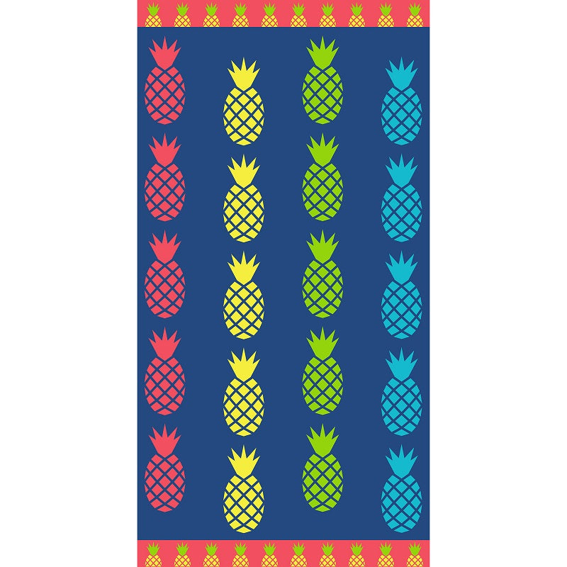 Serviette de plage en jacquard 32 po x 62 po lignes et ananas
