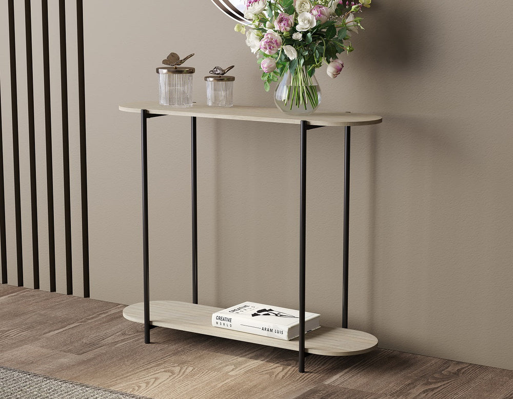 Table d'appoint oblong 33,5 po x 9,5 po x 29,5 po taupe foncé