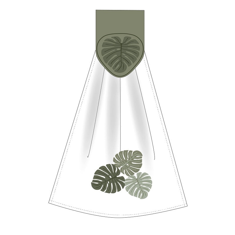Serviette à mains avec bouton 12 po x 17 po feuilles tropicales