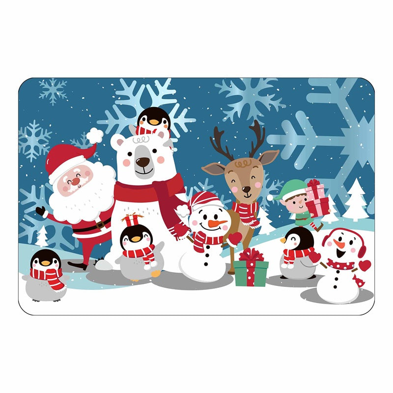Napperon en polypropylène imprimé métallique amis de Noël 12 po x 18 po