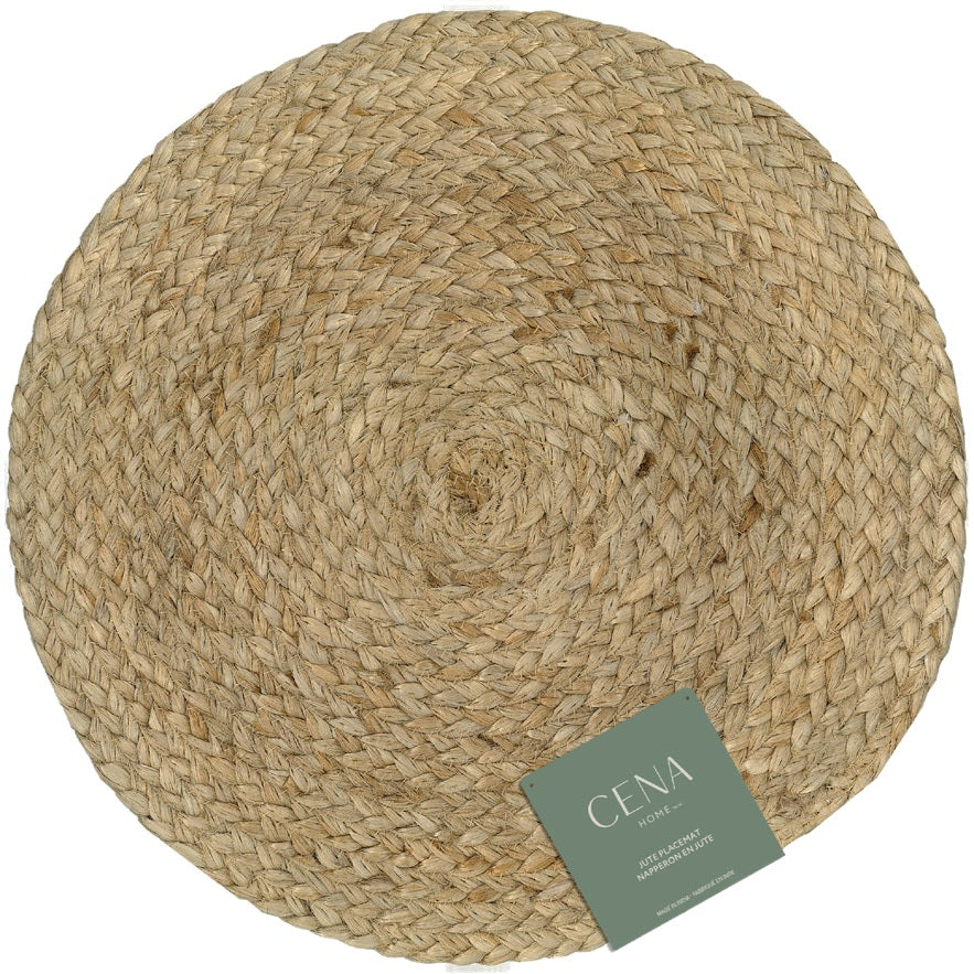 Napperon rond 15 po tressé en jute naturelle
