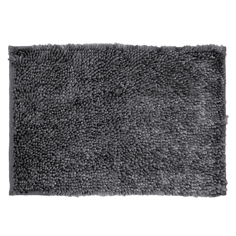 Tapis de bain en chenille brillante 18 po x 30 po gris charbon
