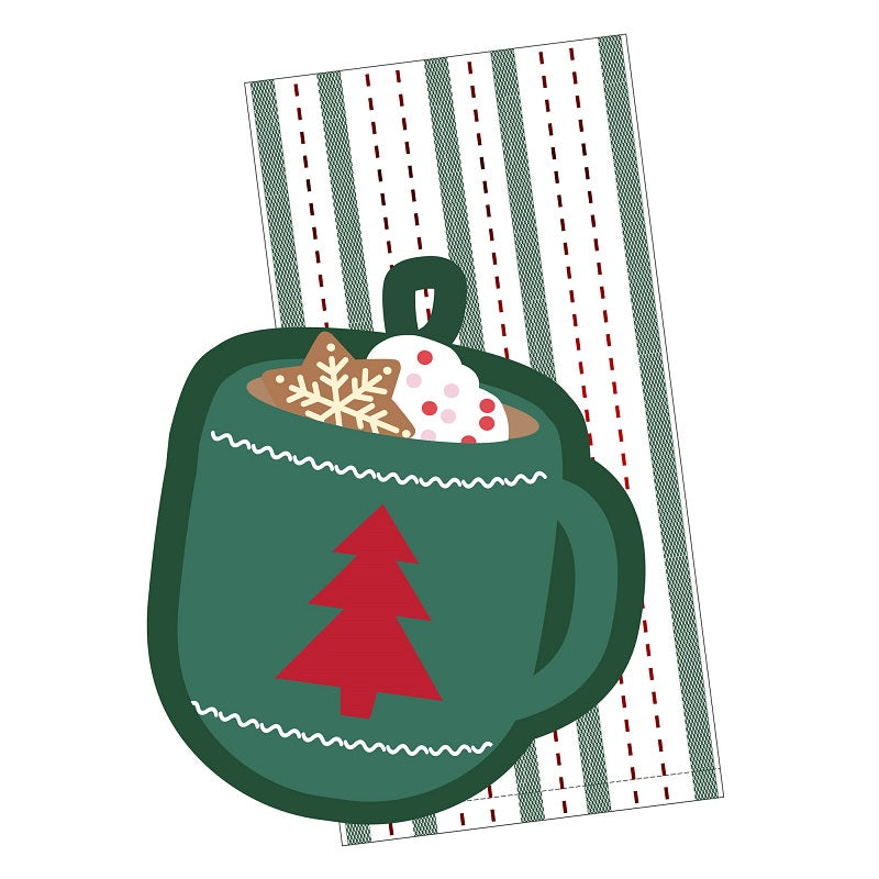Ensemble de serviette de cuisine 15 po x 25 po et poignée à four 7 po x 7 po chocolat chaud