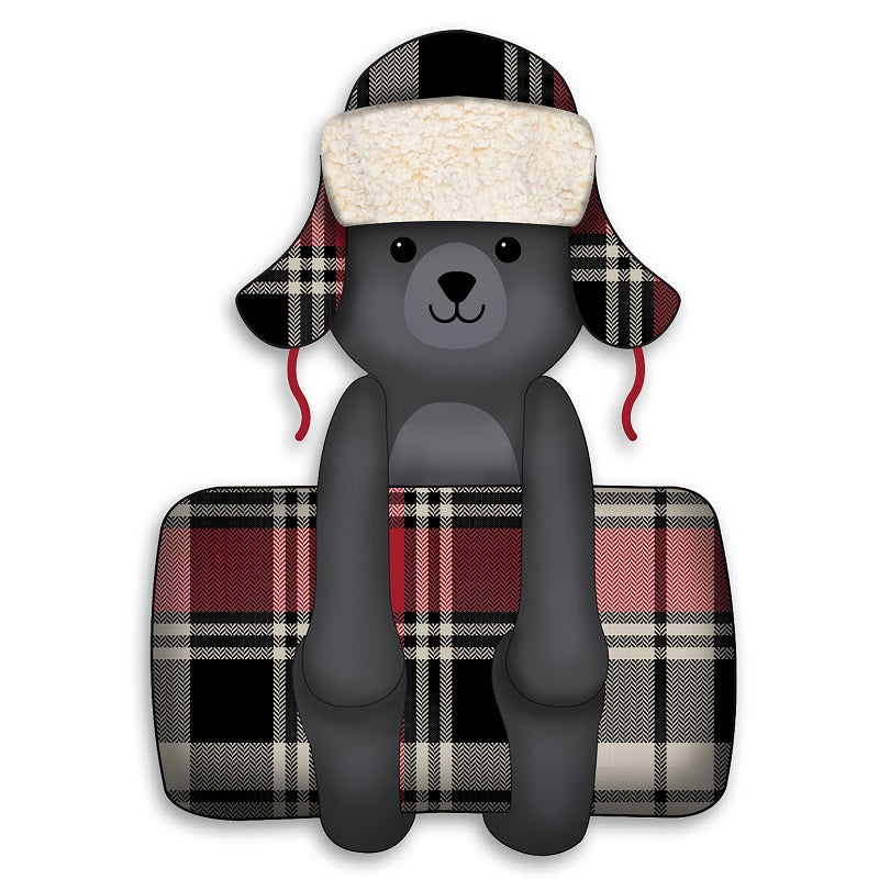 Ensemble de peluche ourson avec jeté 48 po x 60 po carreaux rouge et noir