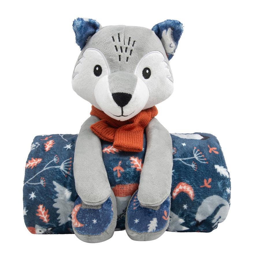Ensemble peluche et jeté 48 po x 60 po loup