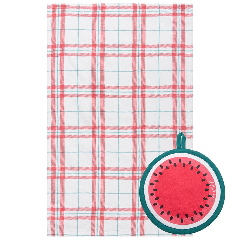 Ensemble de serviette de cuisine 15 po x 25 po et poignée pour le four 7 po melon