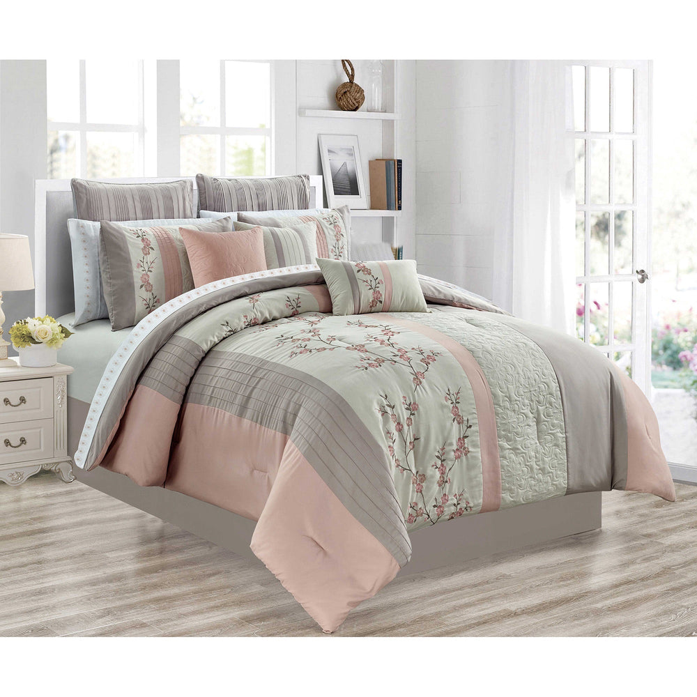 Ensemble de douillette Célina rose et gris