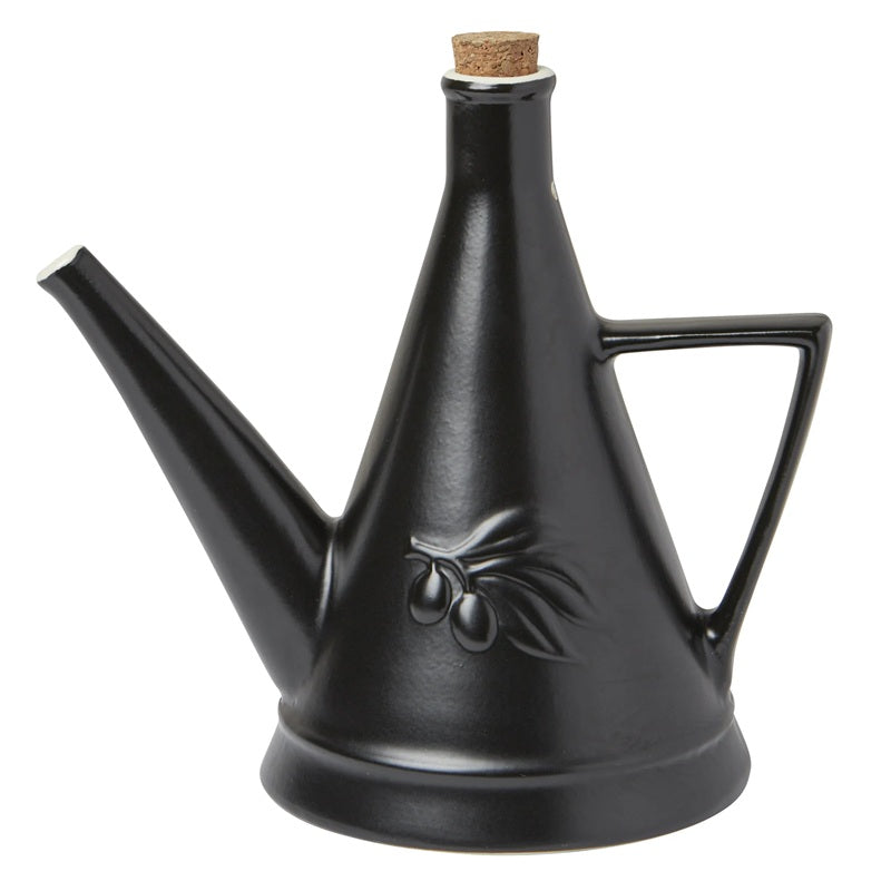 Huilier en grès noir avec bouchon en liège 355 ml