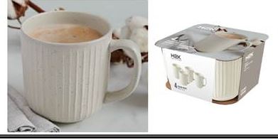 Ensemble de tasse en grès embossées beiges (4 unités)