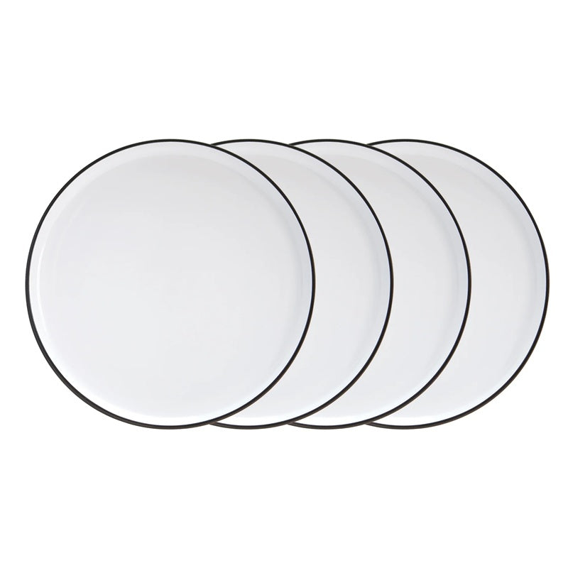 Ensemble de 4 assiettes en grès 10,5 po blanc et noir Bistro