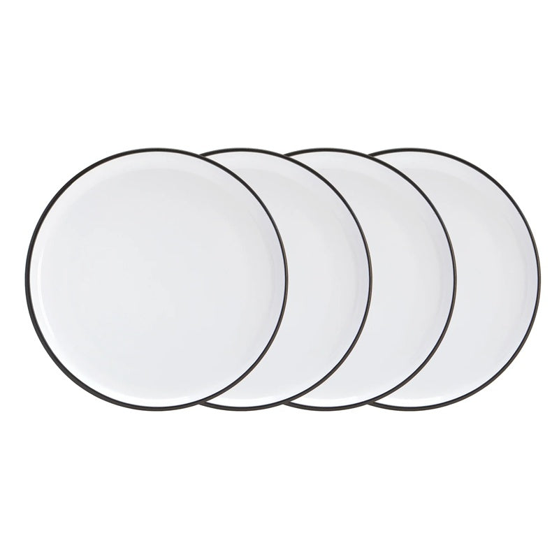 Ensemble de 4 assiettes en grès 7,5 po blanc et noir Bistro