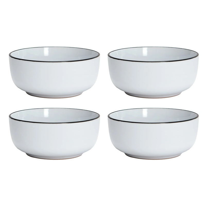 Ensemble de 4 bols en grès 5,75 po blanc et noir Bistro