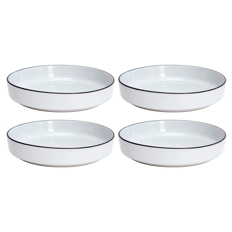 Ensemble de 4 bols en grès 8,5 po blanc et noir Bistro