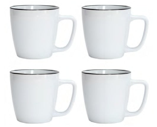 Ensemble de 4 tasses en grès blanc et noir 450 ml Bistro