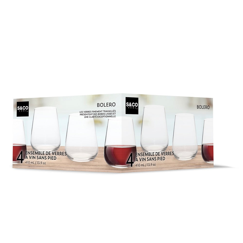 Verre à vin sans pied Bolero (paquet de 4)