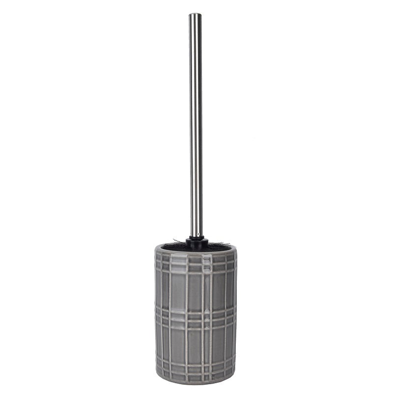 Brosse à toilette avec poignée en inox et base en céramique grise charbon