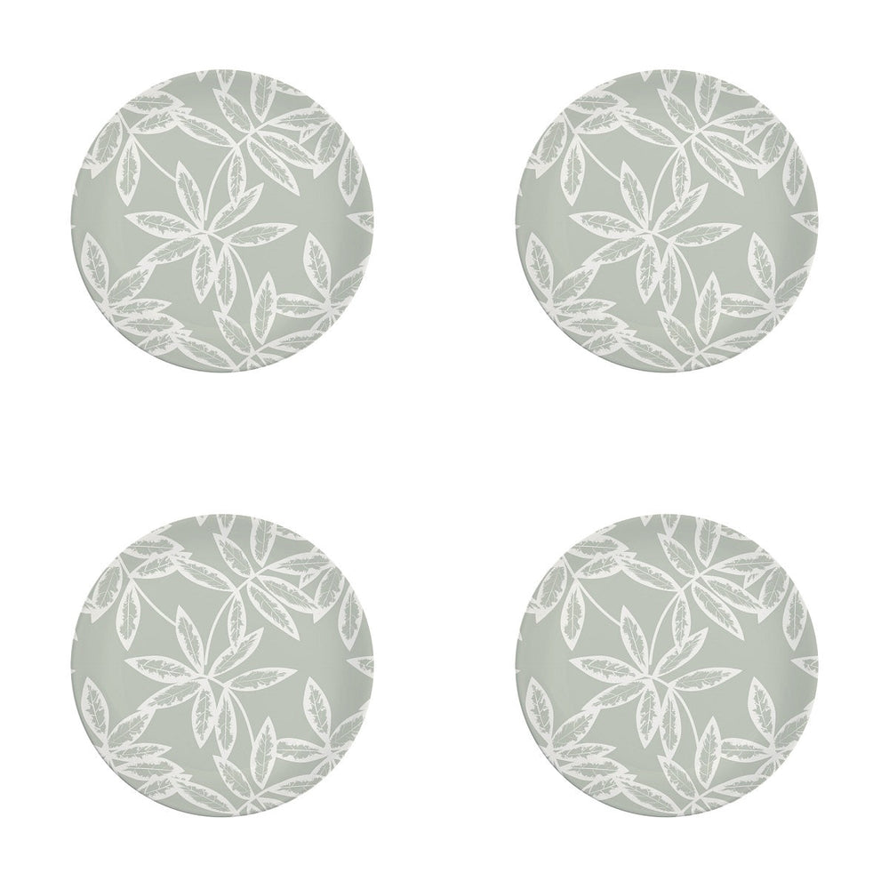 Ensemble d'assiettes en mélamine avec fini mât 11 po Feuillage vert (4 morceaux)