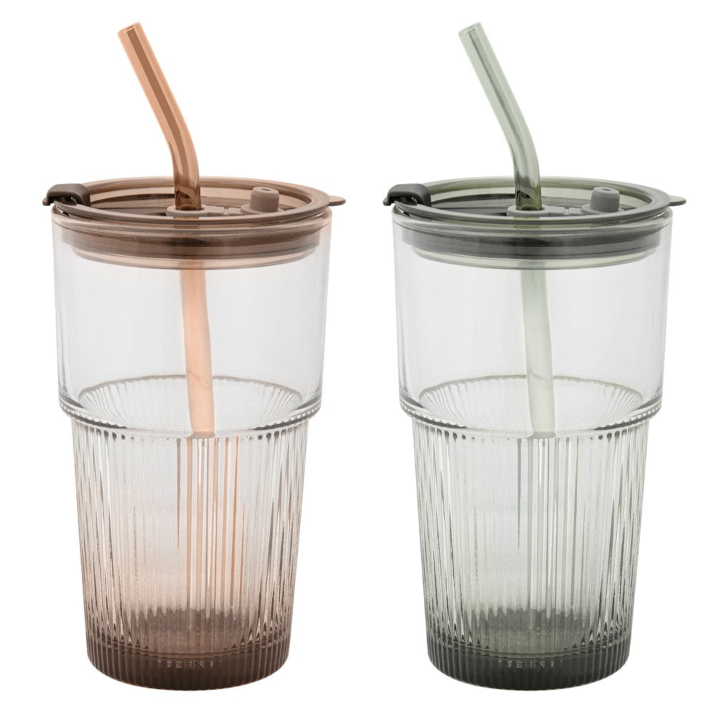 Gobelet en verre 520 ml avec paille