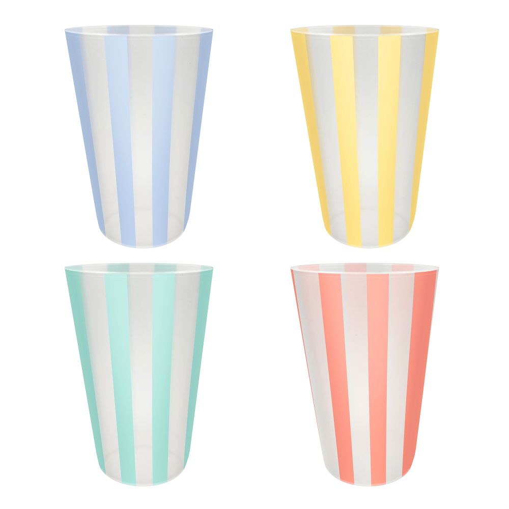 Verre en plastique rayé 500 ml (paquet de 4)
