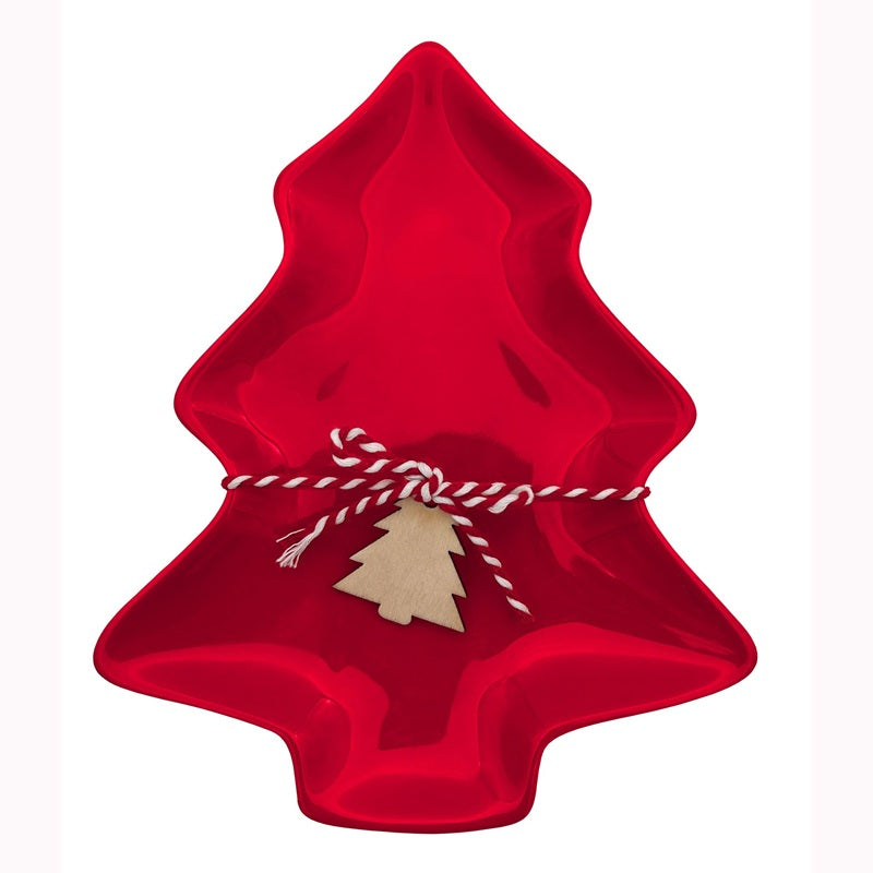 Plateau de service en forme de sapin rouge 8,3 po x 6,9 po x 0,9 po