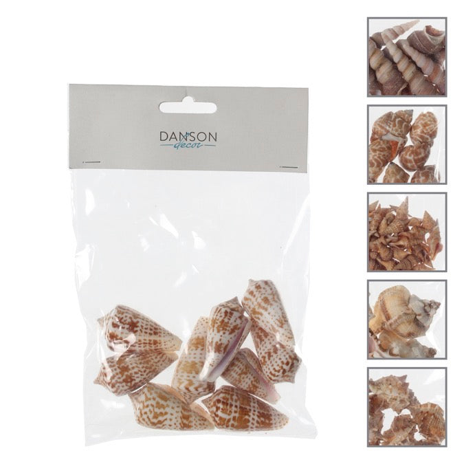 Sac de coquillages décoratifs variés