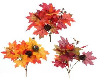 Bouquet de feuilles d'érable artificielles avec citrouilles 15 po