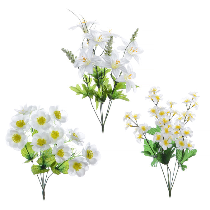 Bouquet de fleurs blanches artificielles 16 po