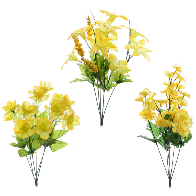 Bouquet de fleurs jaunes artificielles 16 po