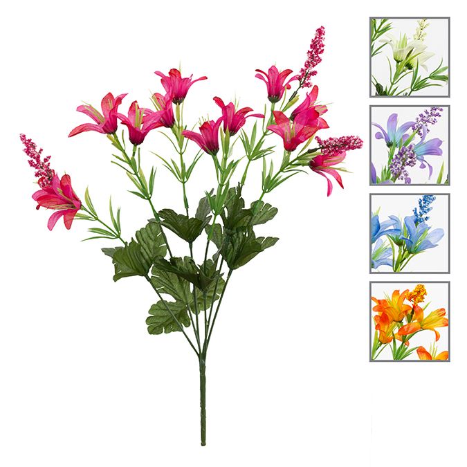 Bouquet de mini lys et bruyères artificielles 16 po