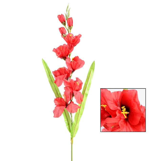 Tige de glaïeul artificielle 31 po rouge