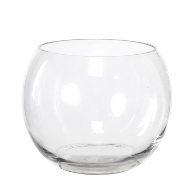 Vase boule en verre ouverture sur le dessus 5 po clair