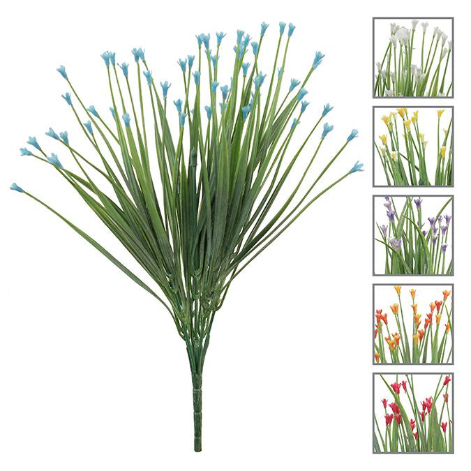 Bouquet d'herbe givrée et de mini fleurs artificielles 14 po