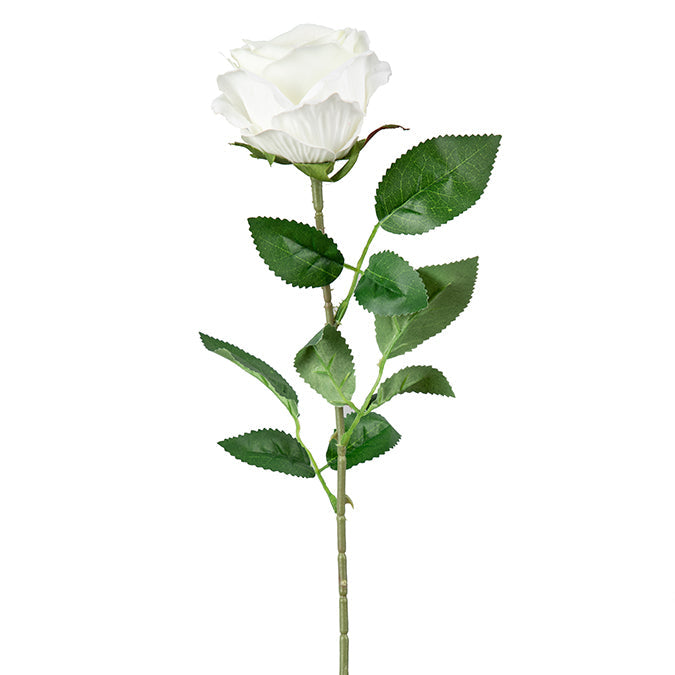 Tige de rose artificielle 27 po blanche