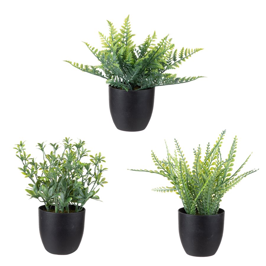 Plante vert artificielle 9,5 po dans pot en plastique noir