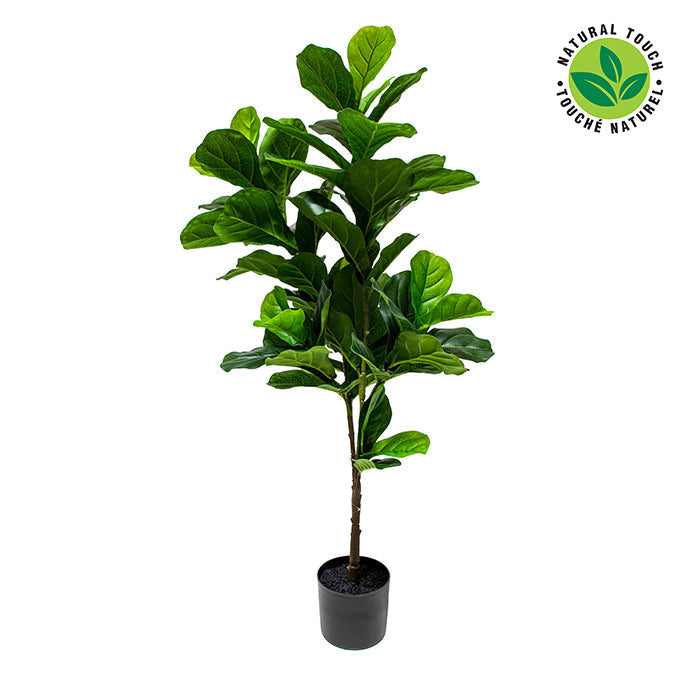 Plante verte artificielle 48 po dans pot en plastique noir