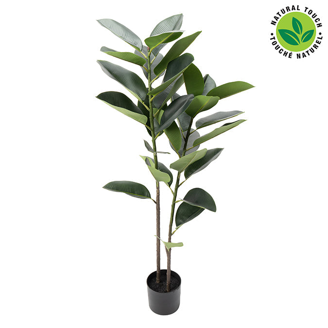 Plante de caoutchouc artificielle dans pot en plastique noir 48 po