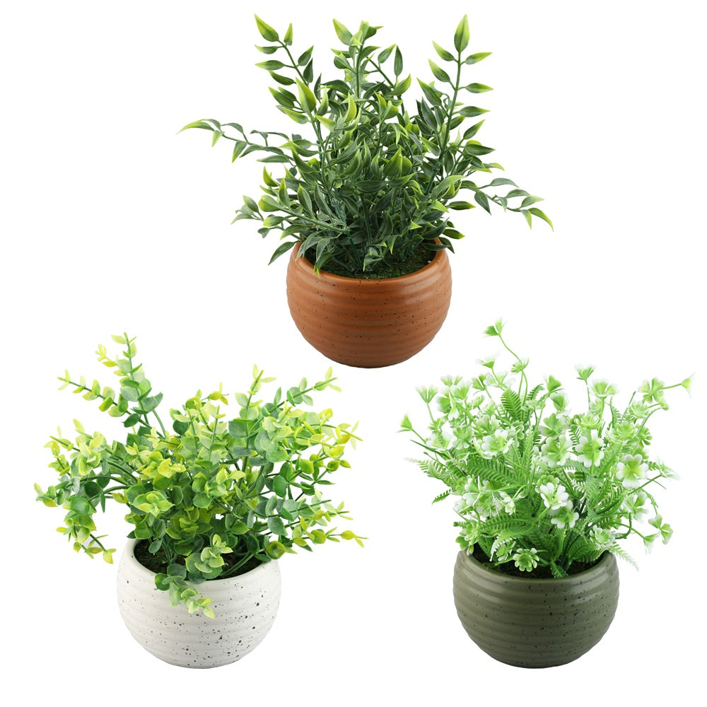 Plante artificielle 9,25 po dans pot en céramique