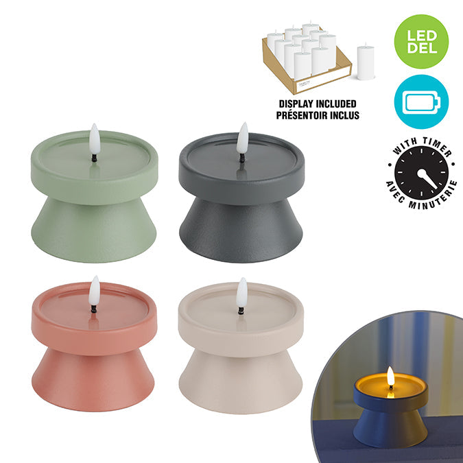 Chandelle DEL en métal avec flamme 3D
