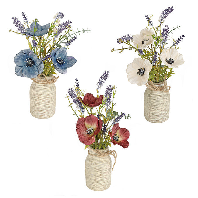 Cache-pot 12,52 po en ciment avec motifs de coquelicots