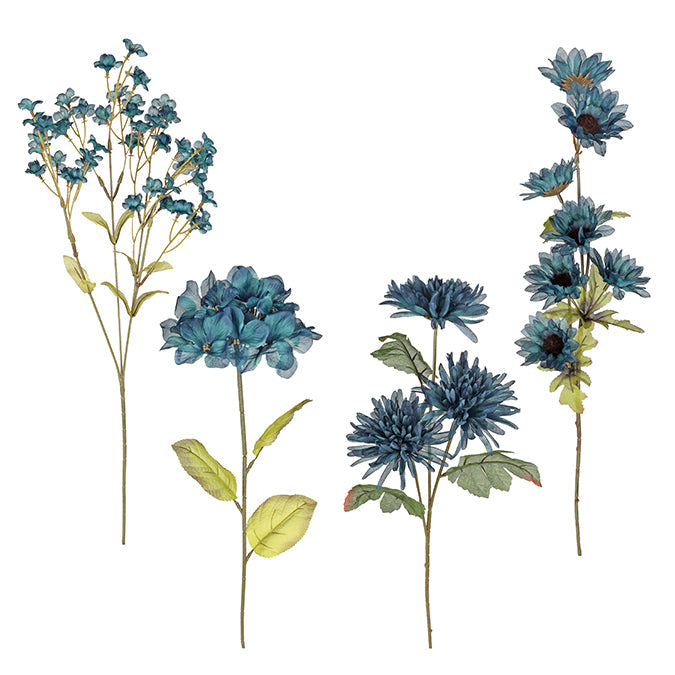 Bouquet de fleurs bleues artificielles 27 po à 28 po