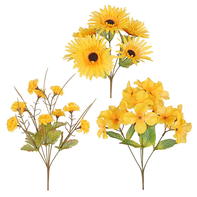 Bouquet de fleurs jaunes artificielles 14 po
