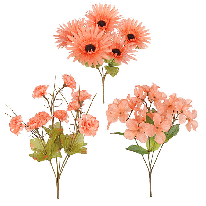 Bouquet de fleurs pêches artificielles 14 po