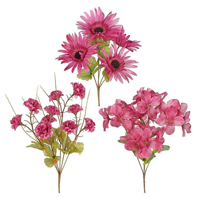 Bouquet de fleurs rose foncé artificielles 14 po