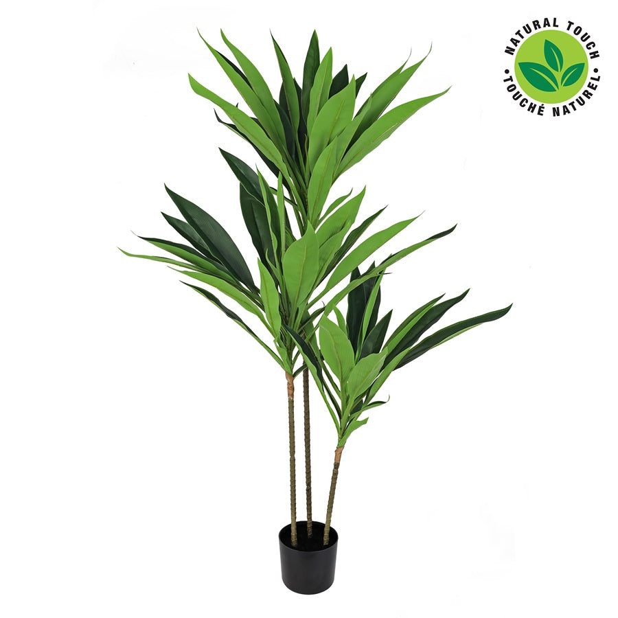 Arbre dracaena artificiel dans pot en plastique noir