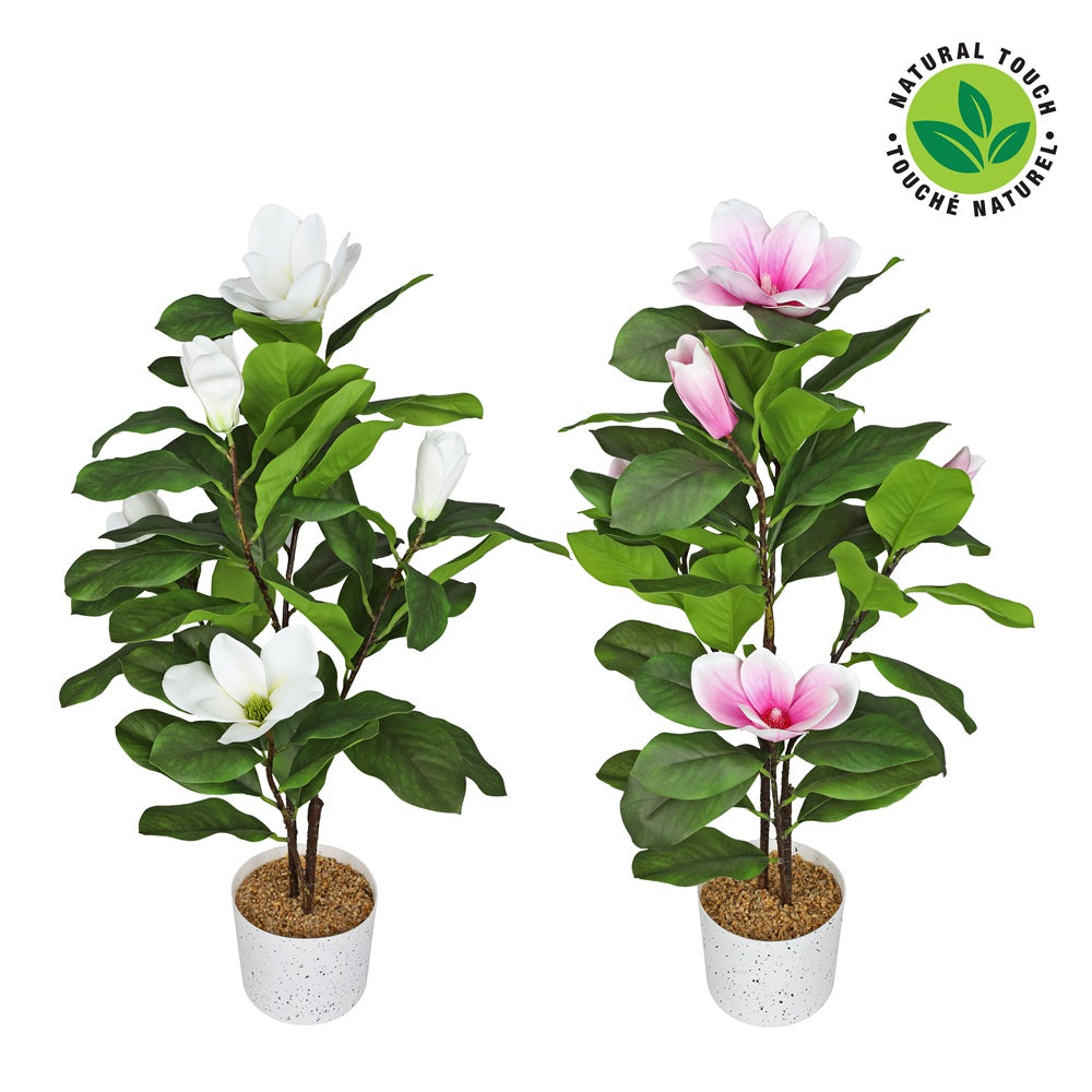 Bouquet de magnolia artificiel 31 po dans un pot